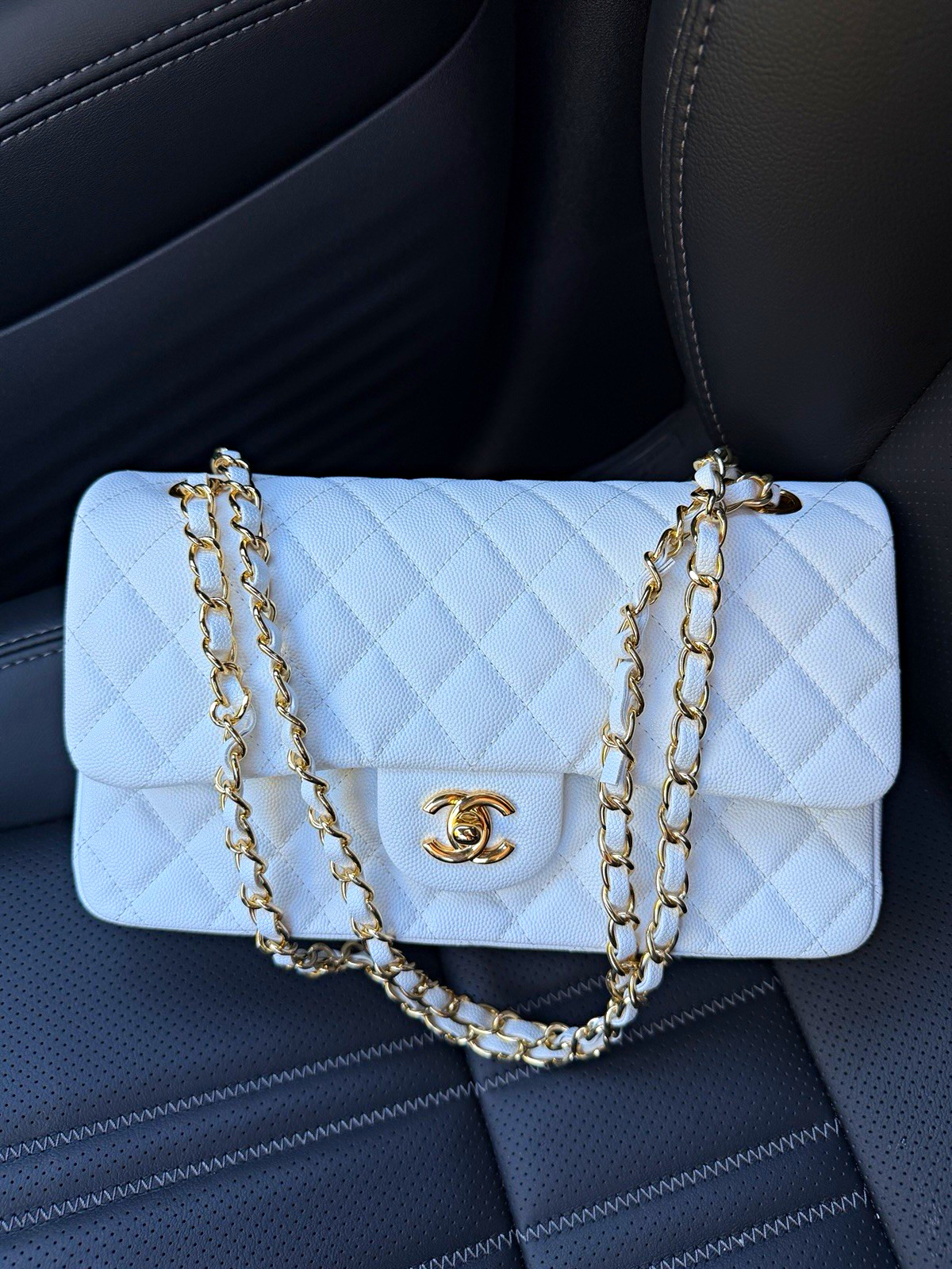 Chanel Caviar White Classic Flap