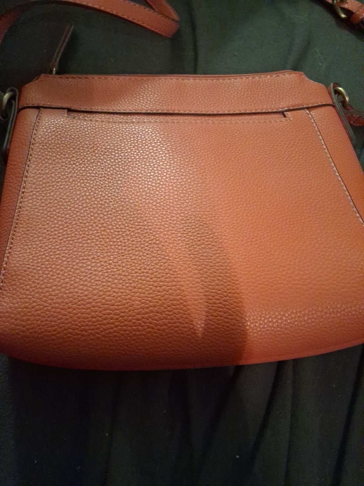 St John’s Bay Coral Crossbody Bag Adjustable Strap Zip Closure Gold Hardware
