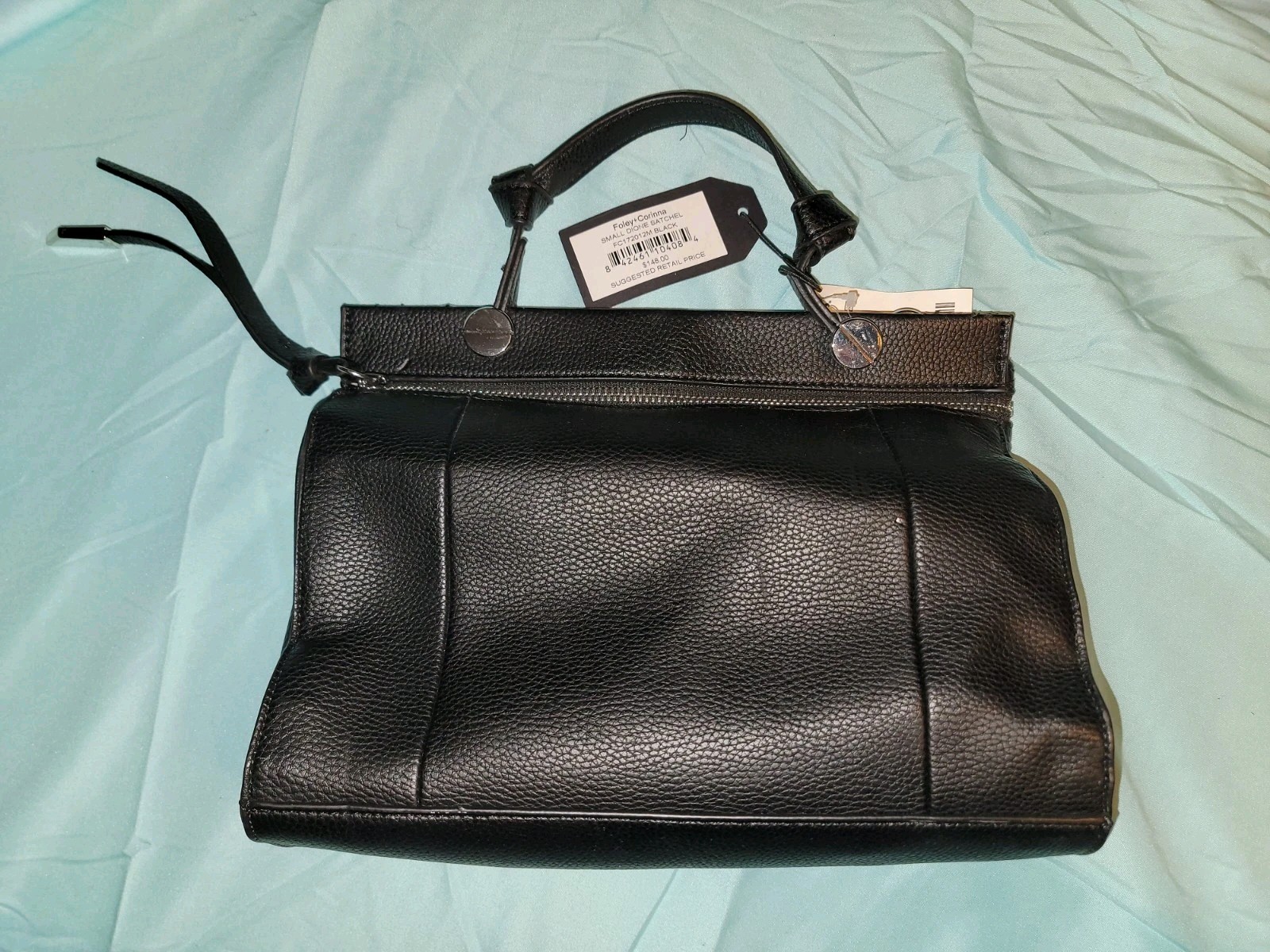 Foley + Corinna Black Silver Dionne Small Satchel Purse Crossbody Faux Leather