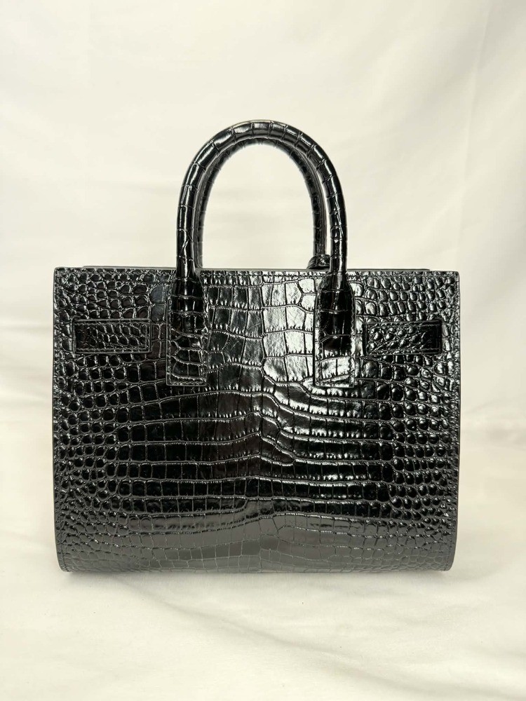 Saint Laurent Sac De Jour Baby Bag In Black Crocodile-Embossed Leather TS 342020