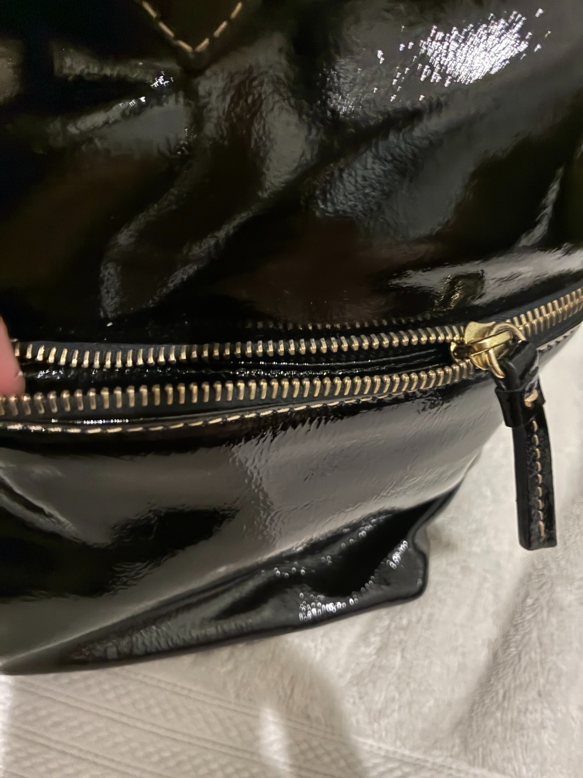 Dooney & Bourke PH224 Patent Leather Pocket Satchel Black NWT Dust Bag