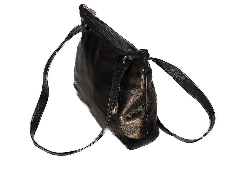Rolfs Black Leather Shoulder Bag Minimalist 90s Vintage
