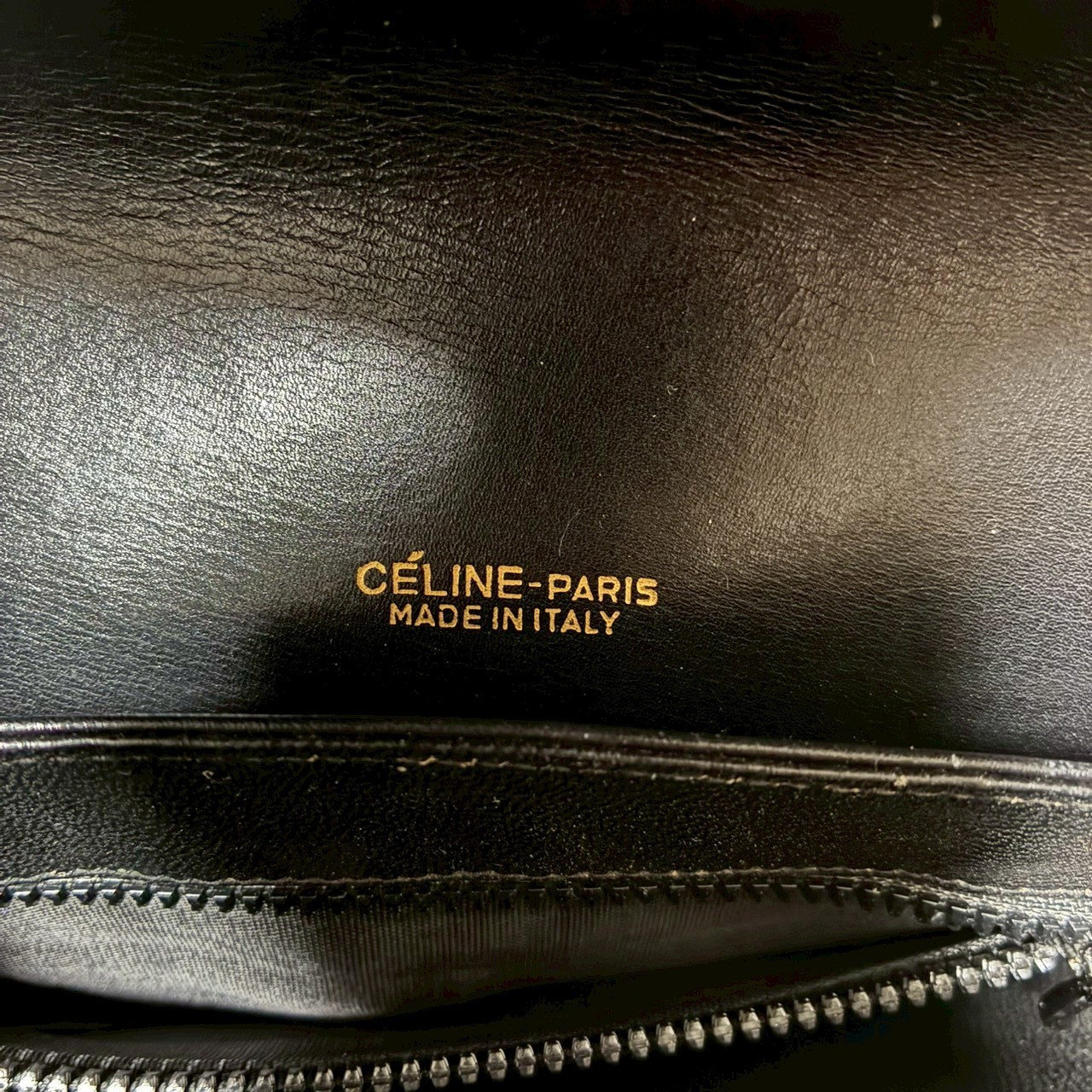 CELINE Vintage Macadam Blazon Black Leather One-Shoulder Handbag Y2K