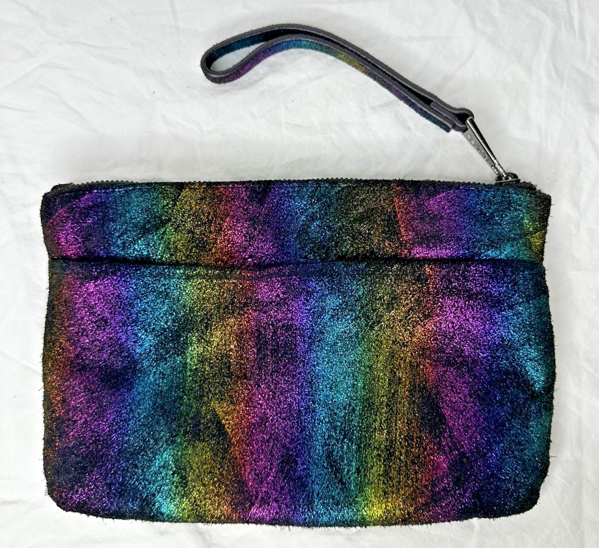 AIMEE KESTENBERG Melville Pouch NO strap Rainbow Brushed Metallic Leather
