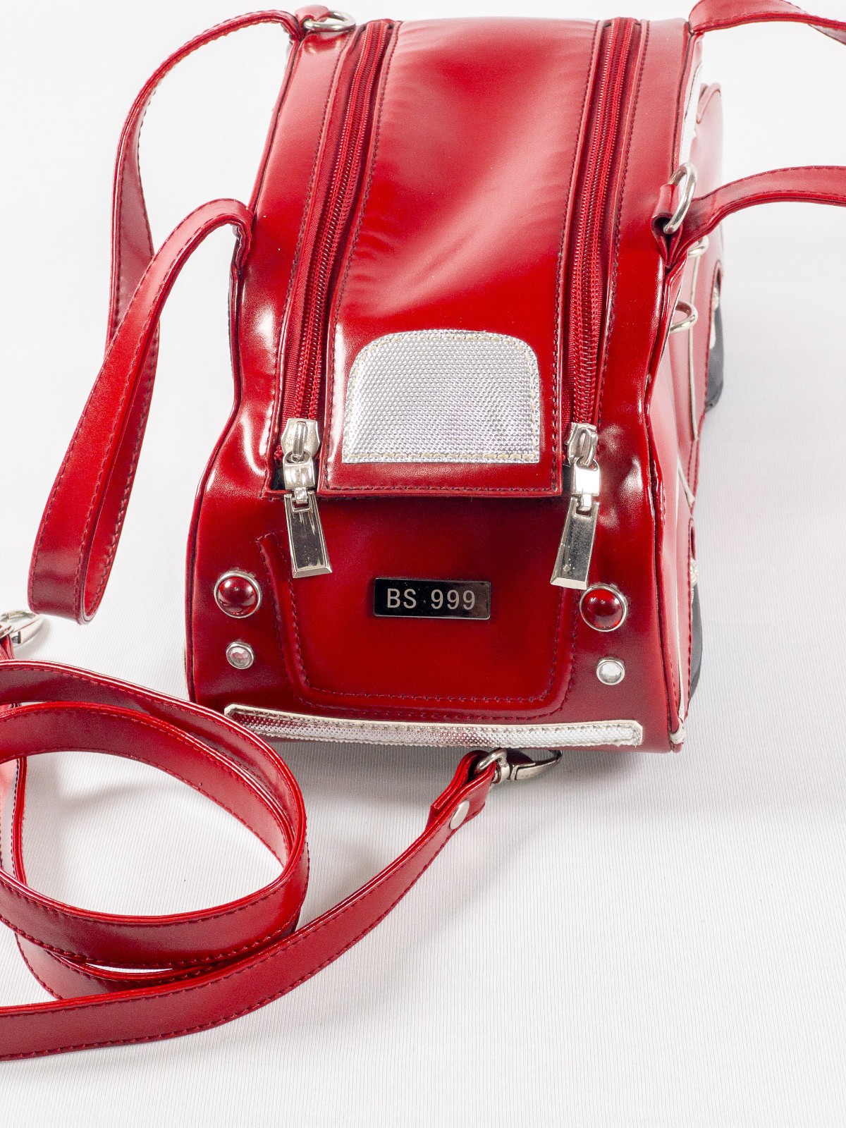 Red Fiat/Beetle Car Shaped Statement Purse Novelty Bag Crossbody Collectible