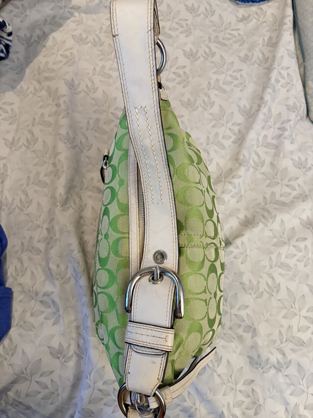 Apple Green Signature C’s Canvas with White Leather Trimming RARE Y2K
