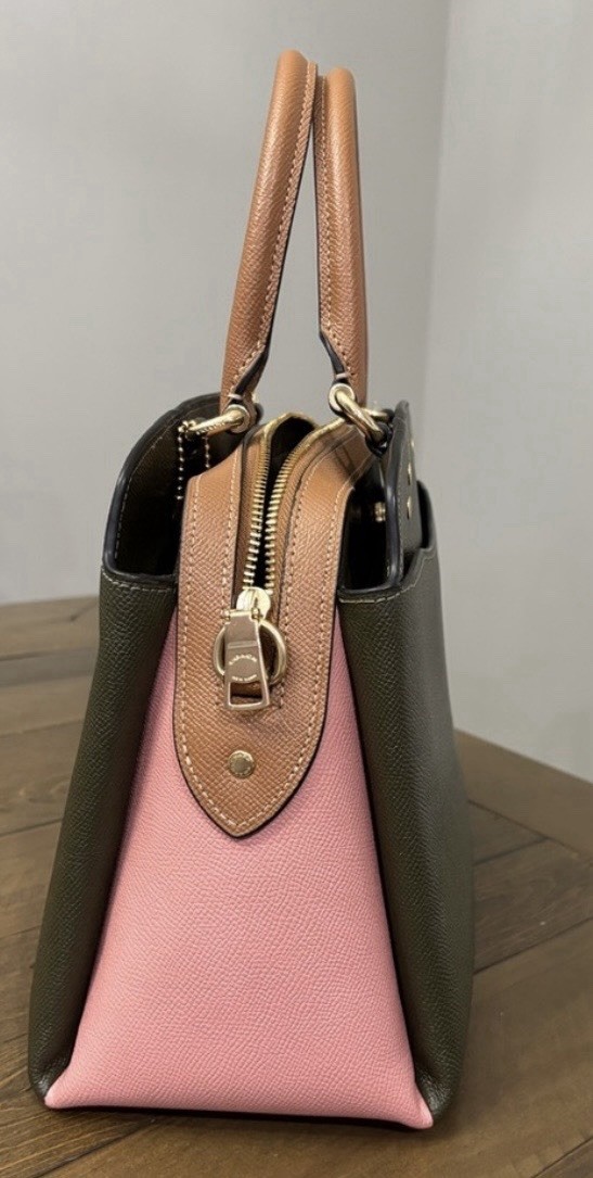 Coach Colorblock Lillie Carryall Pink/Green/Brown Leather NWT $428 Retail