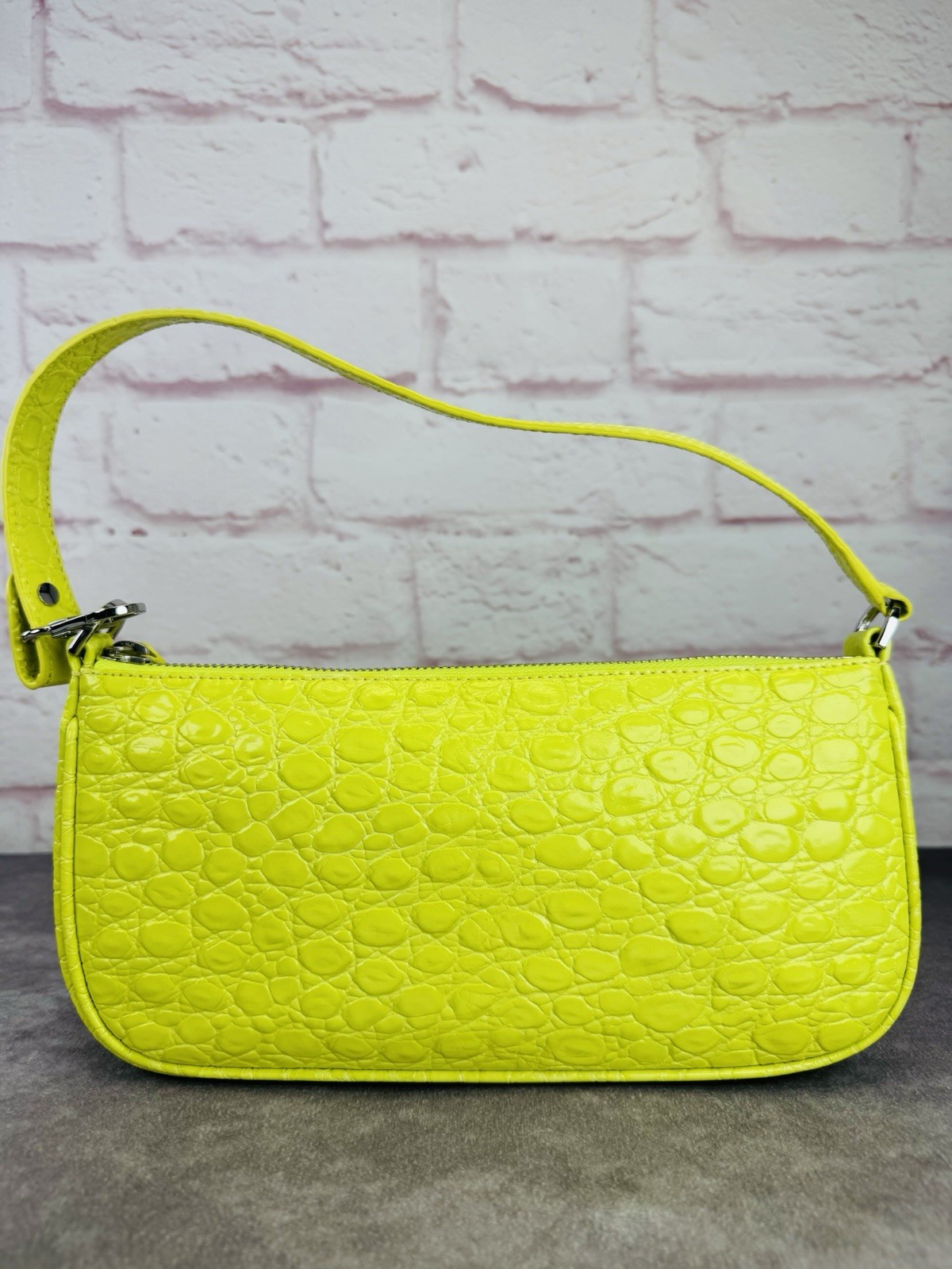 By Far Rachel Acid Green Croc-Embossed Women’s Bag New