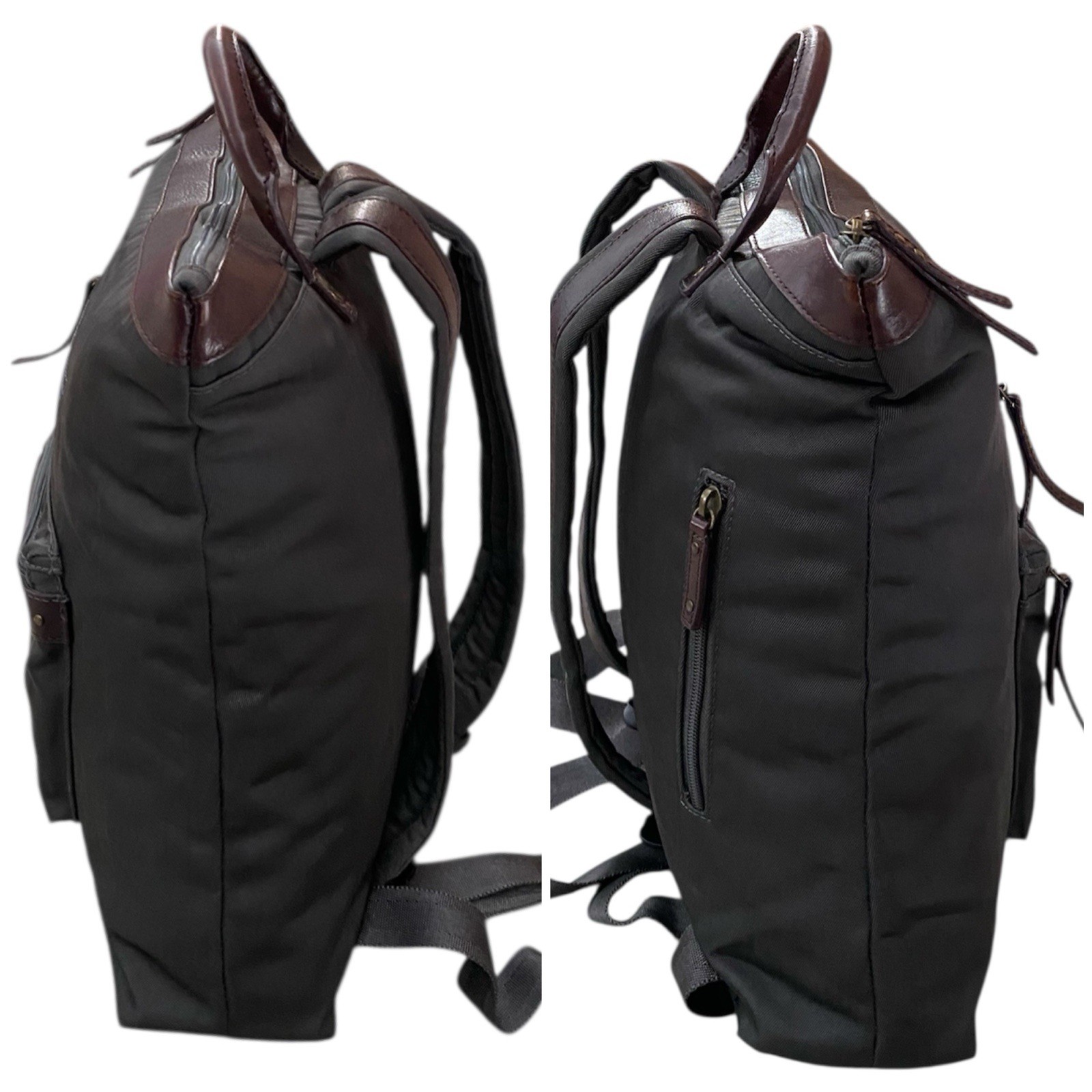 Highway Nylon And Leather Backpack-Stone Unisex