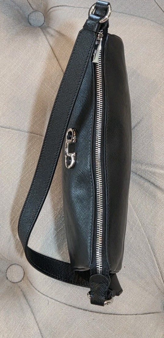 Authentic Ferragamo Gancini Saffiano Leather Lisetta Mini Baguette Bag Vintage
