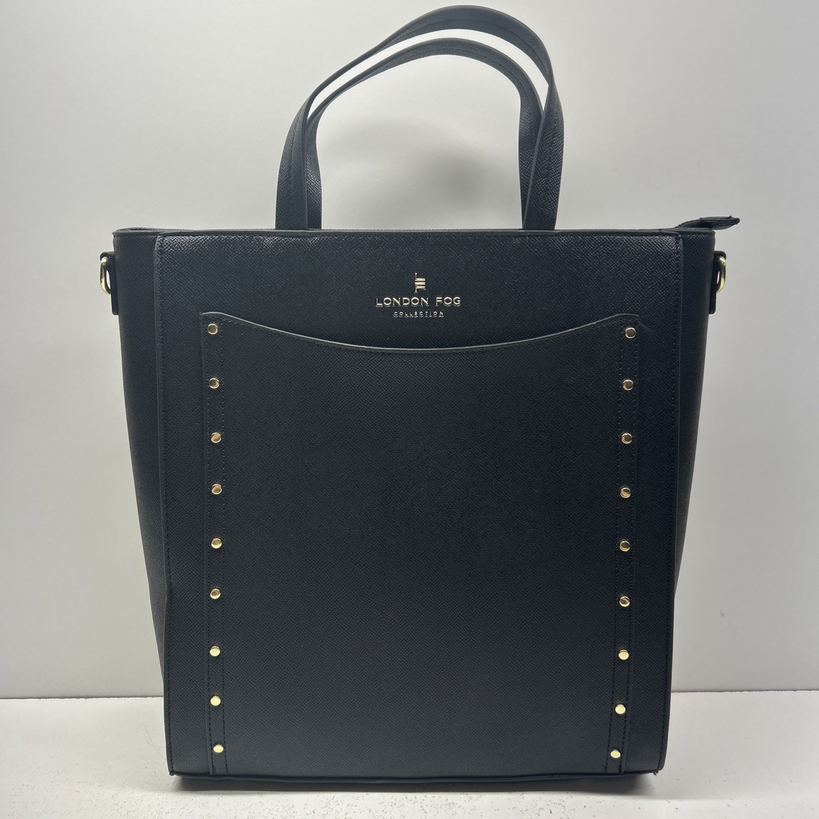 London Fog 100th Anniversary Collection Handbag Sophia Studded Tote Black NWOT