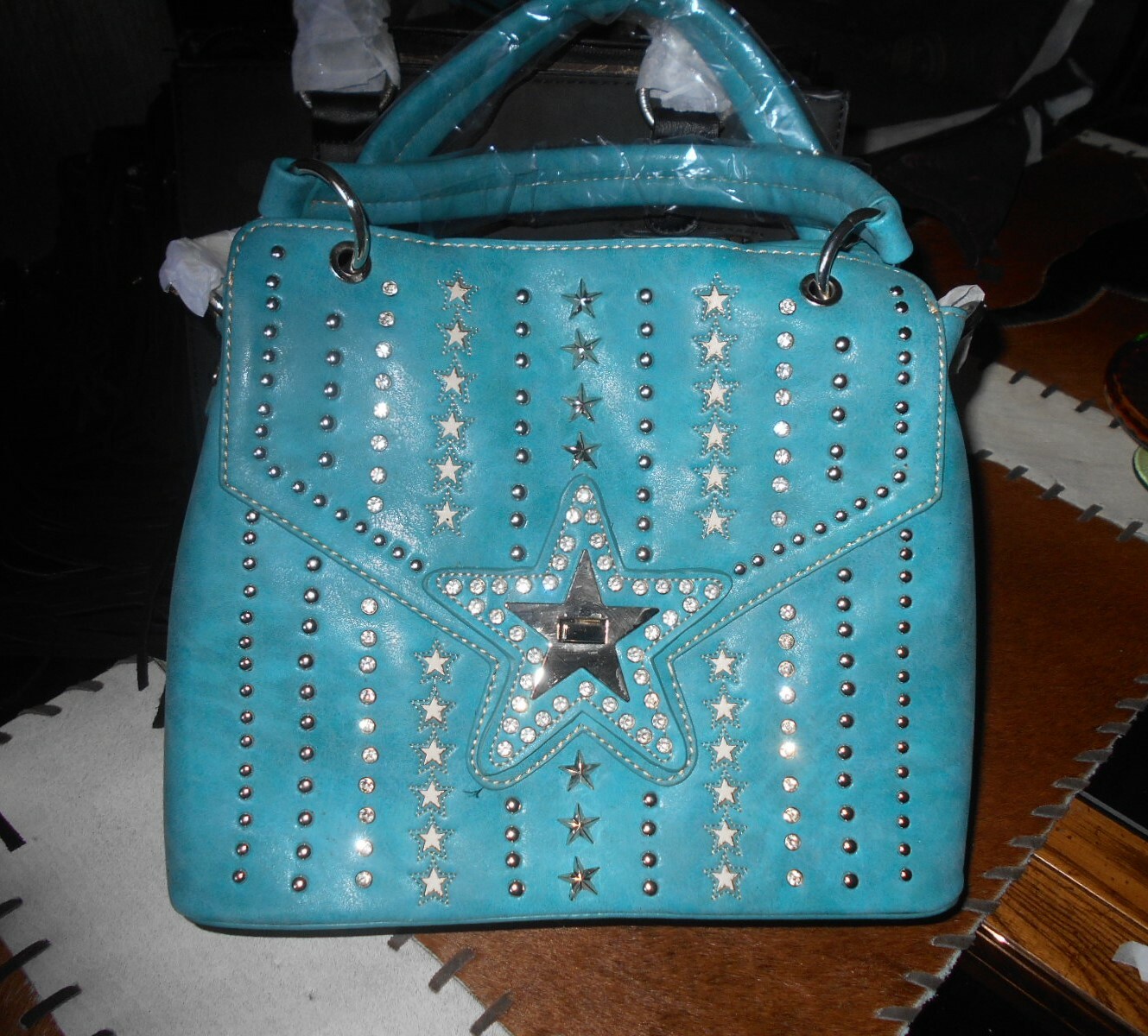 WESTERN PURSE-TURQUOISE-9×11 INCH-CONCEALED CARRY-BLING-COWGIRL ACCESSORI ES