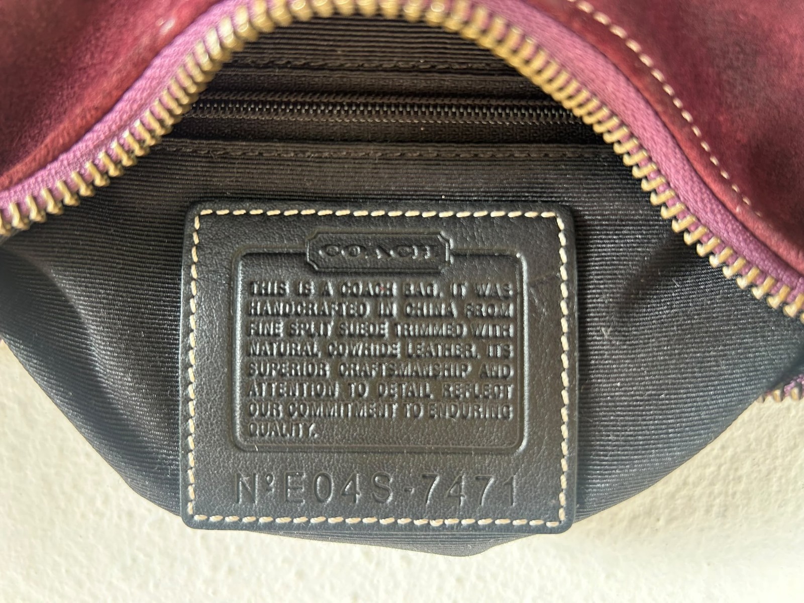 Vintage 2004 Coach Hamptons Suede Hobo Shoulder Bag – Style 7471 – Plum