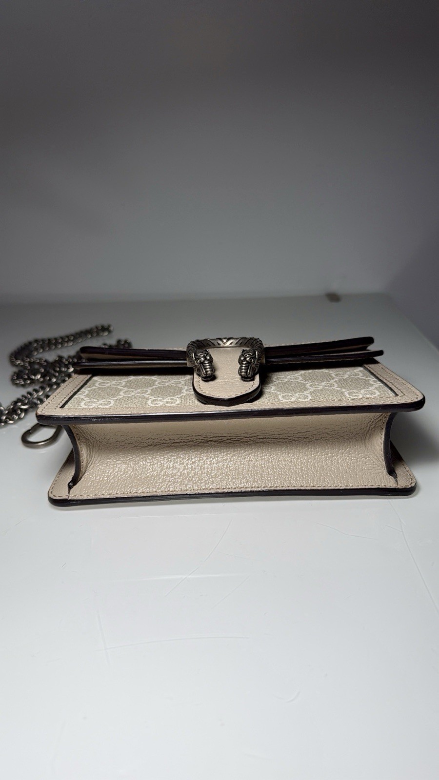 Gucci Dionysus GG Supreme Beige Mini Chain Strap Shoulder Bag