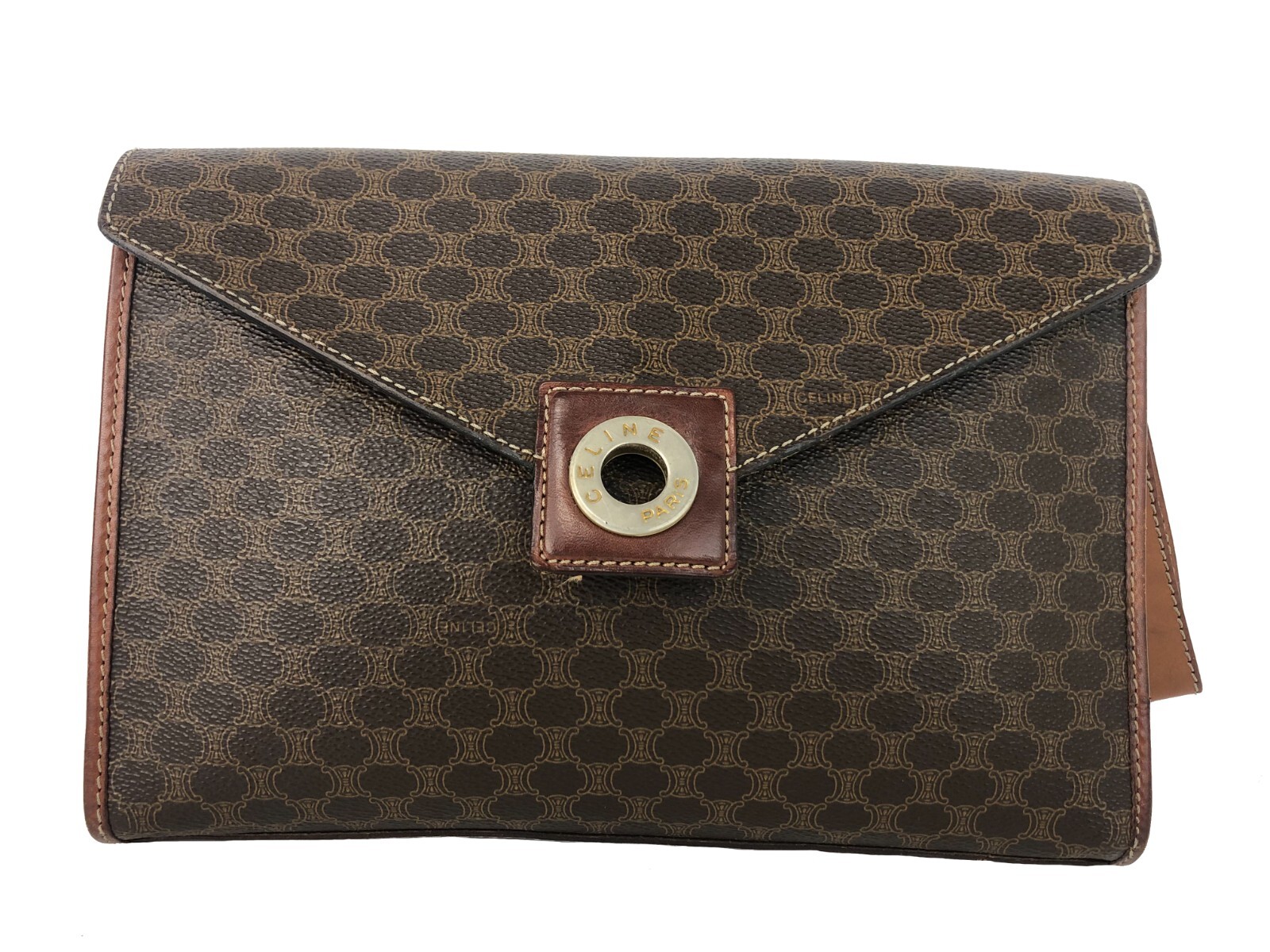 CELINE Macadam PVC Canvas & Leather Clutch Bag Accessories Handbag Women’s Italy