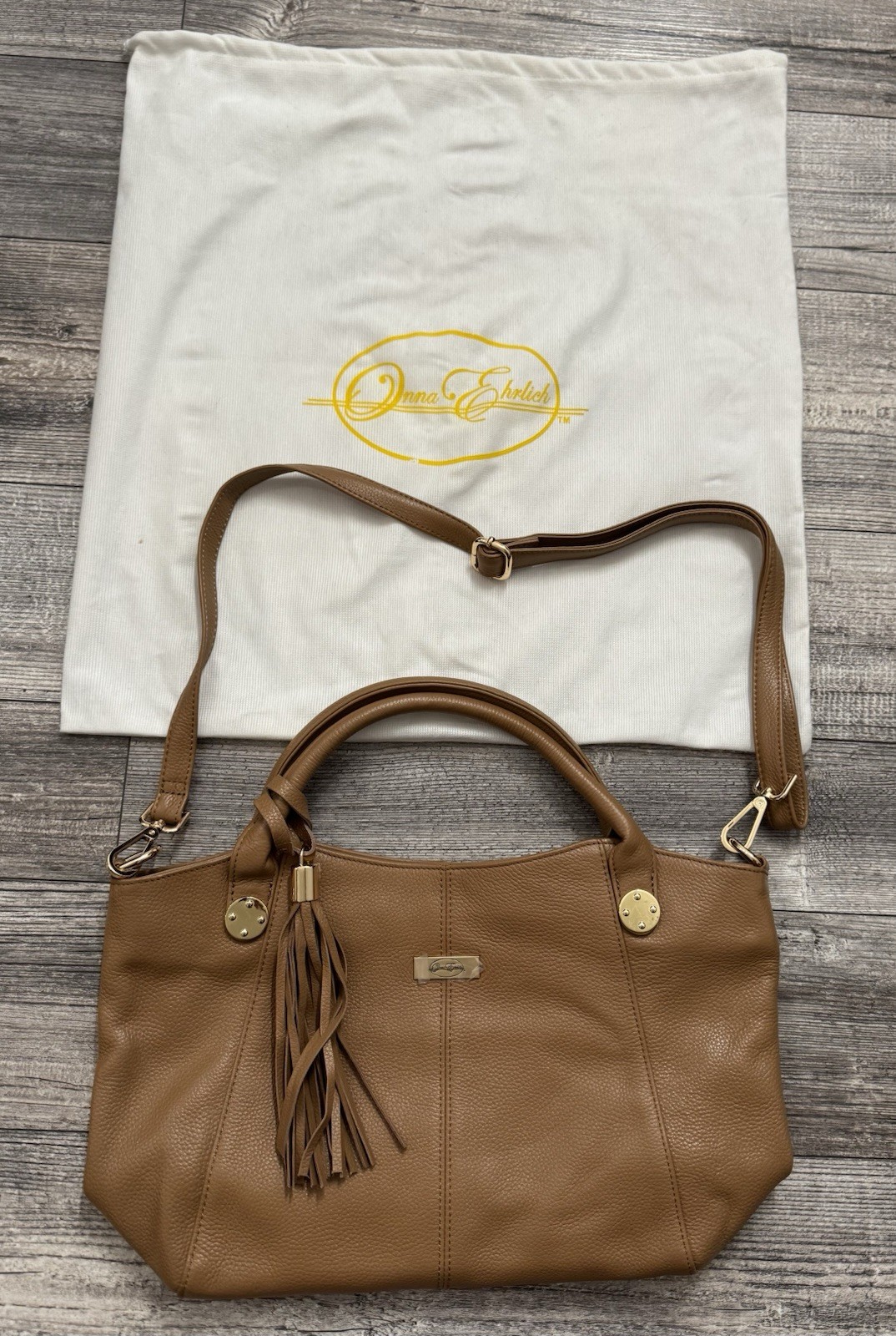 NEW Onna Ehrlich Leather Purse Womens Shoulder Bag Tan Beige