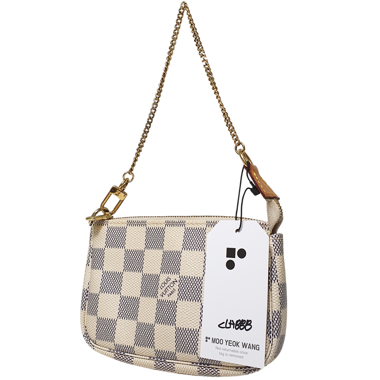 NO TARIFF Authentic Louis Vuitton Mini Pochette Damier Azur N58010 Daily CLA888
