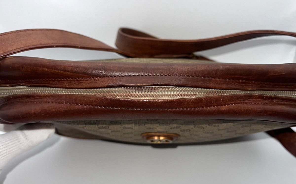 Gucci Micro GG PVC Leather Shoulder Bag Brown Sherry Line Authentic