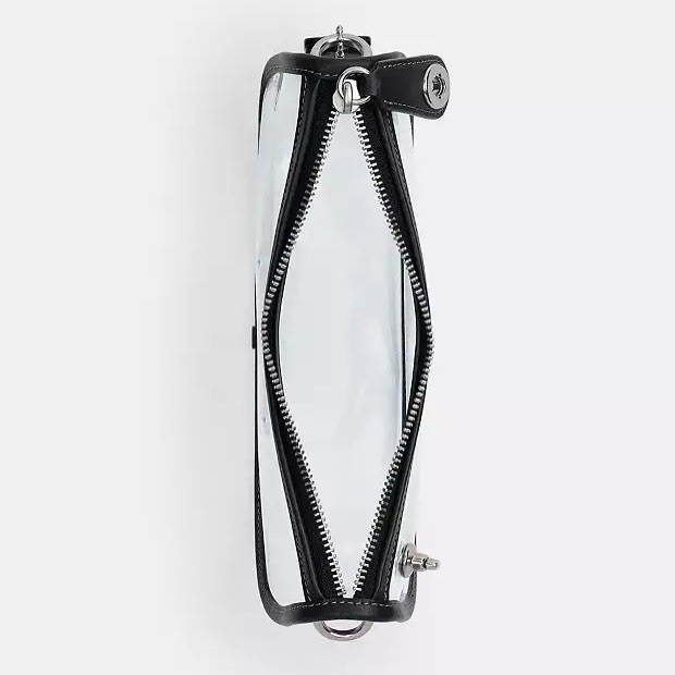 NWT Coach Stadium Swinger Bag Clear Coach with Dust Bag Silver/Black CBH13