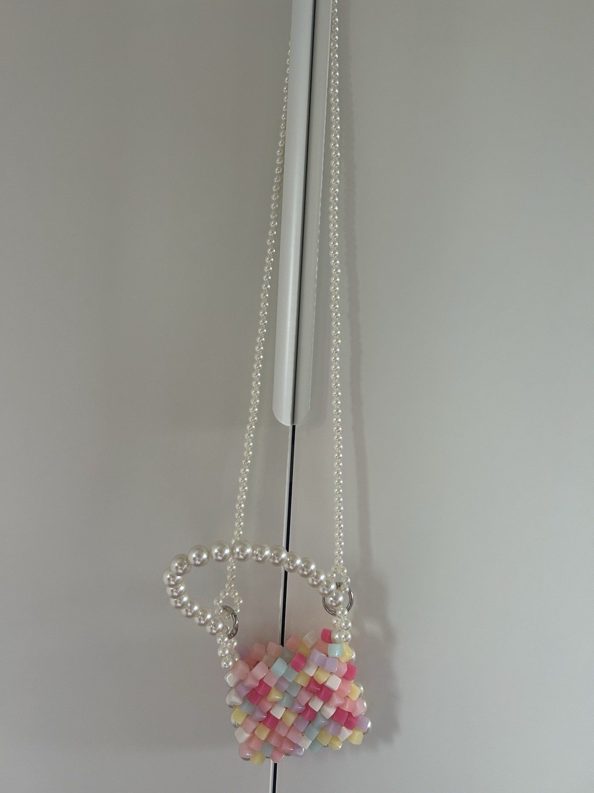 Mini Multicolor Beaded Crossbody Bag Pearl Strap Detachable Strap Party