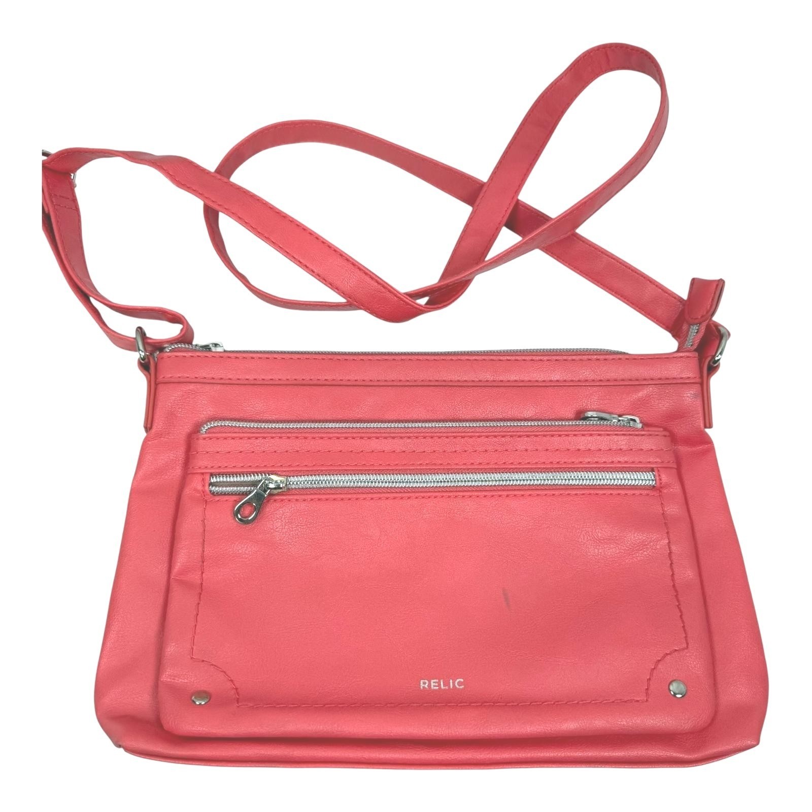 Relic Pink Faux Leather Crossbody Bag Oh Happy Day Zip Pockets Purse