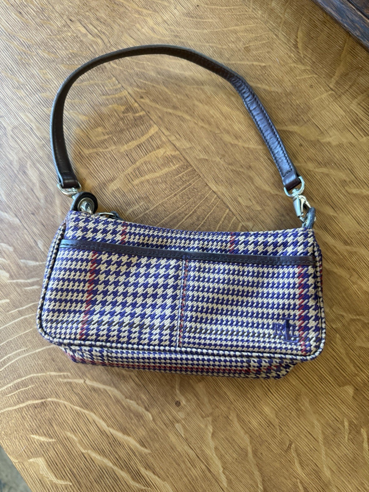 VTG Y2K Lauren Ralph Lauren Mini Hand Bag 8.75”W x 4.75”H x 2.0”D Brn Ppl