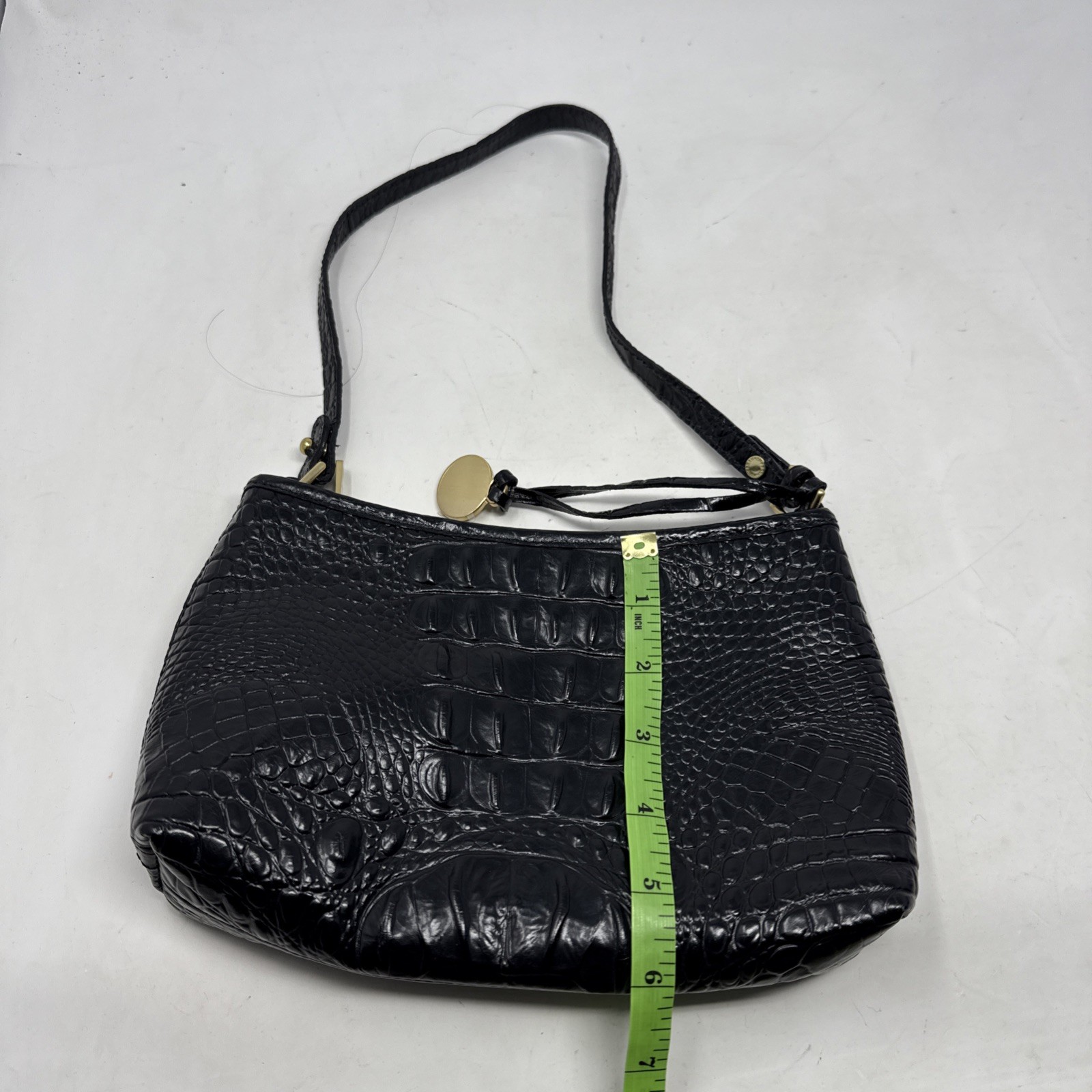 Brahmin Mini Anytime Small Shoulder Bag Black Croc Leather Melbourne