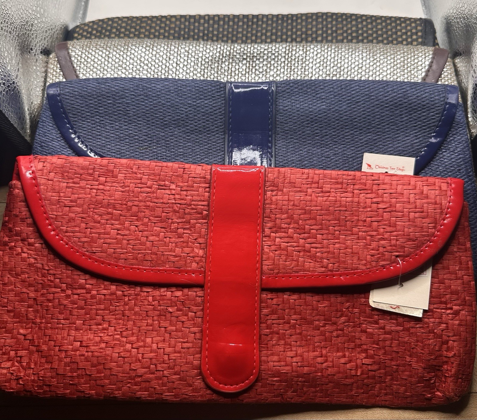 4 Canvas Woven Clutch Women’s Wallet Oversized Red Blue Silver Black/gold