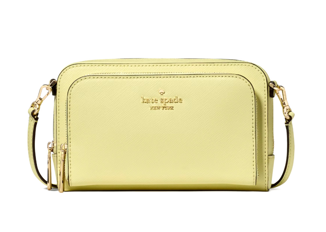New Kate Spade Staci Dual Zip Around Crossbody Leather Tennis Ball with Dust bag