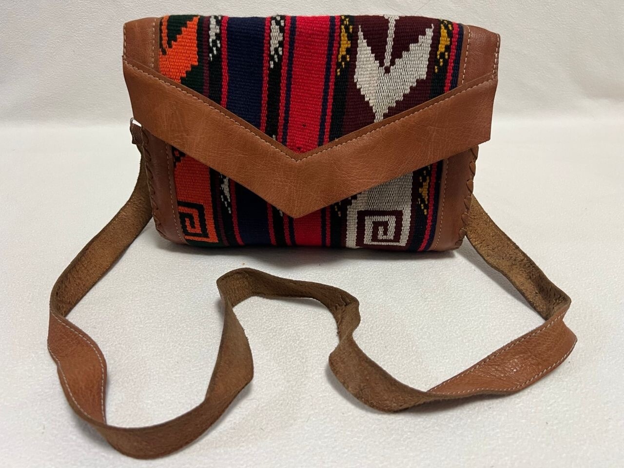 Moroccan leather Women Tote Bag with Suzani Rustic Boho style