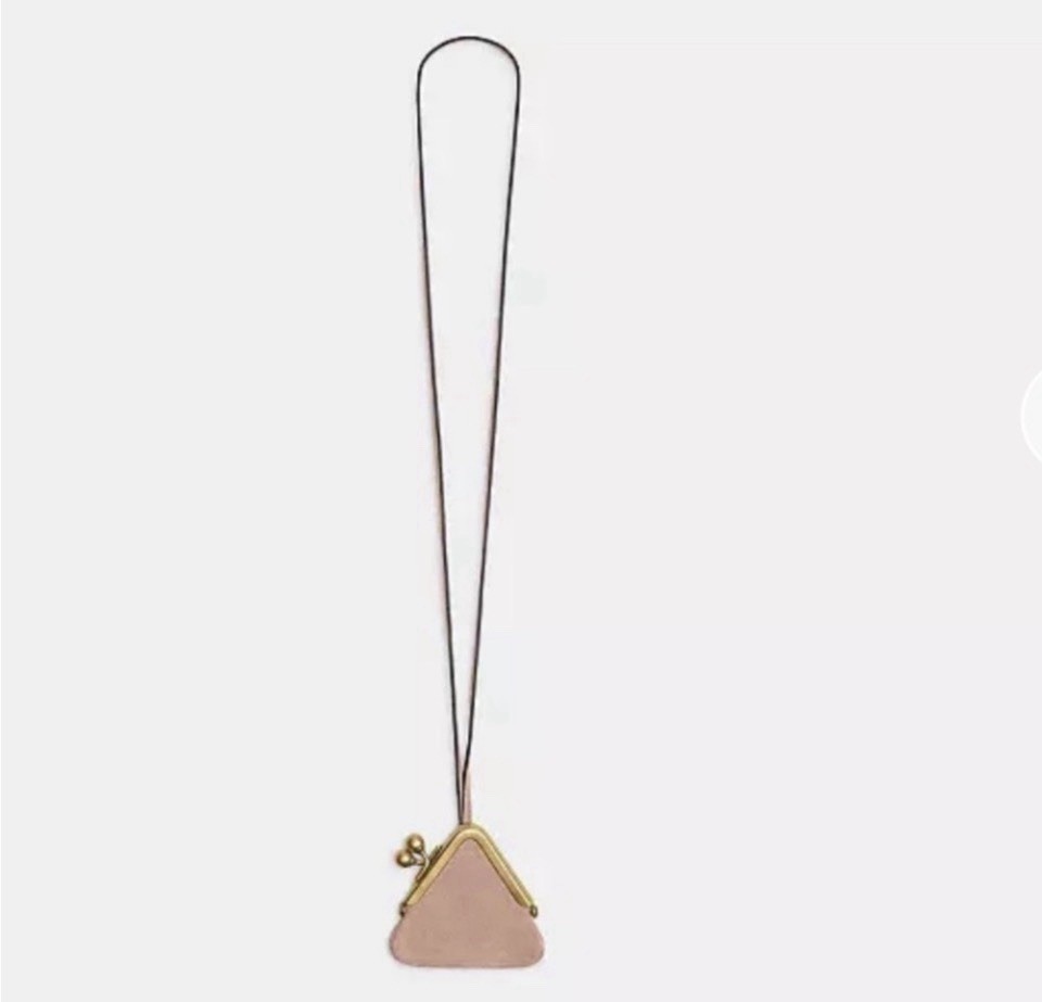 Coach Runway Triangle Kisslock Pouch CFB90 NWT Nuage Brass Suede