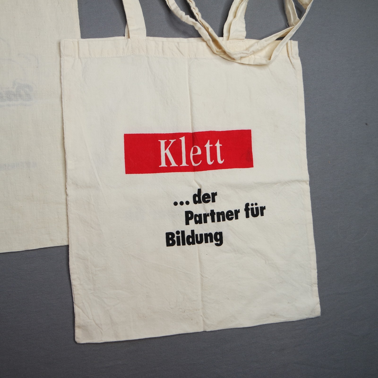 Set Of 2- Vintage German Tourist Linen Cotton Mini Tote Bags Advertising