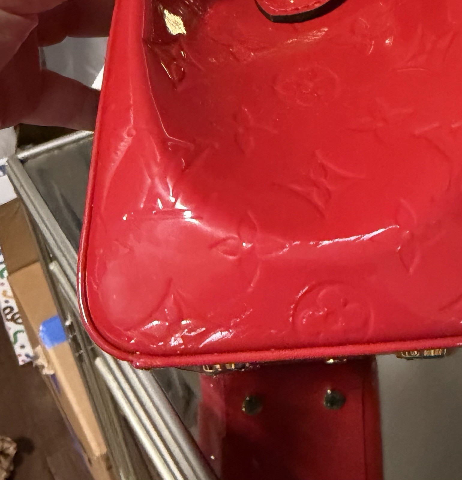 Louis Vuitton Monogram Vernis Brea MM Pomme D’Amour Red Handbag WITH COA