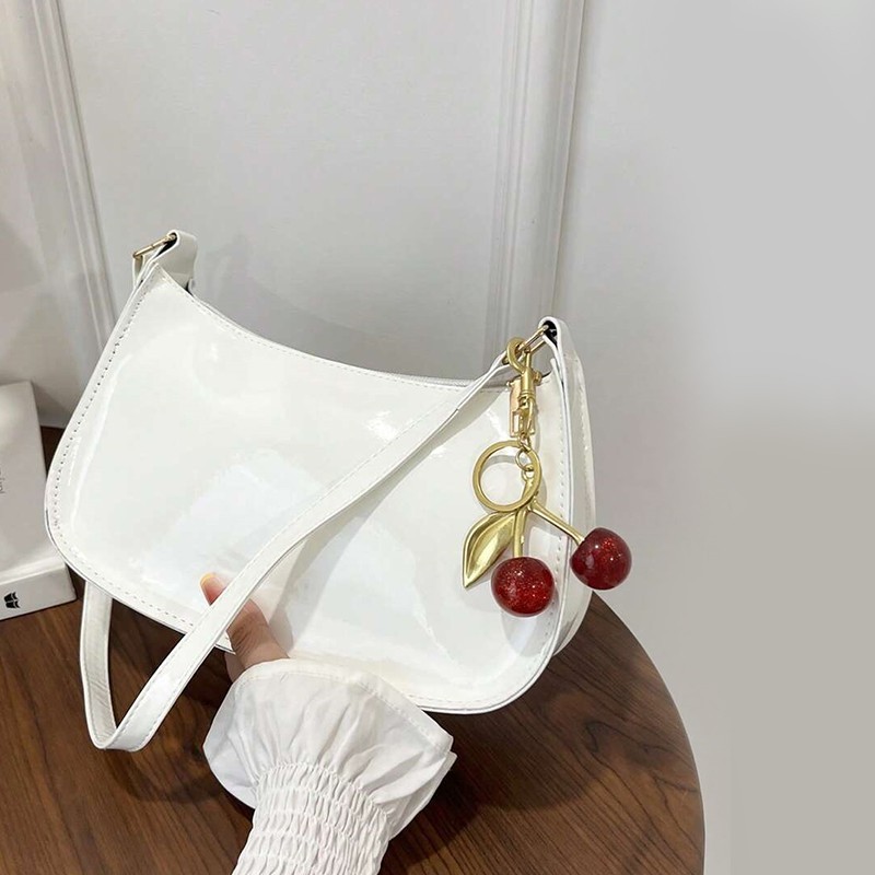 Women’s Cherry Charm Shoulder Bag PU Leather Crossbody Handbag Tote Purse Gift