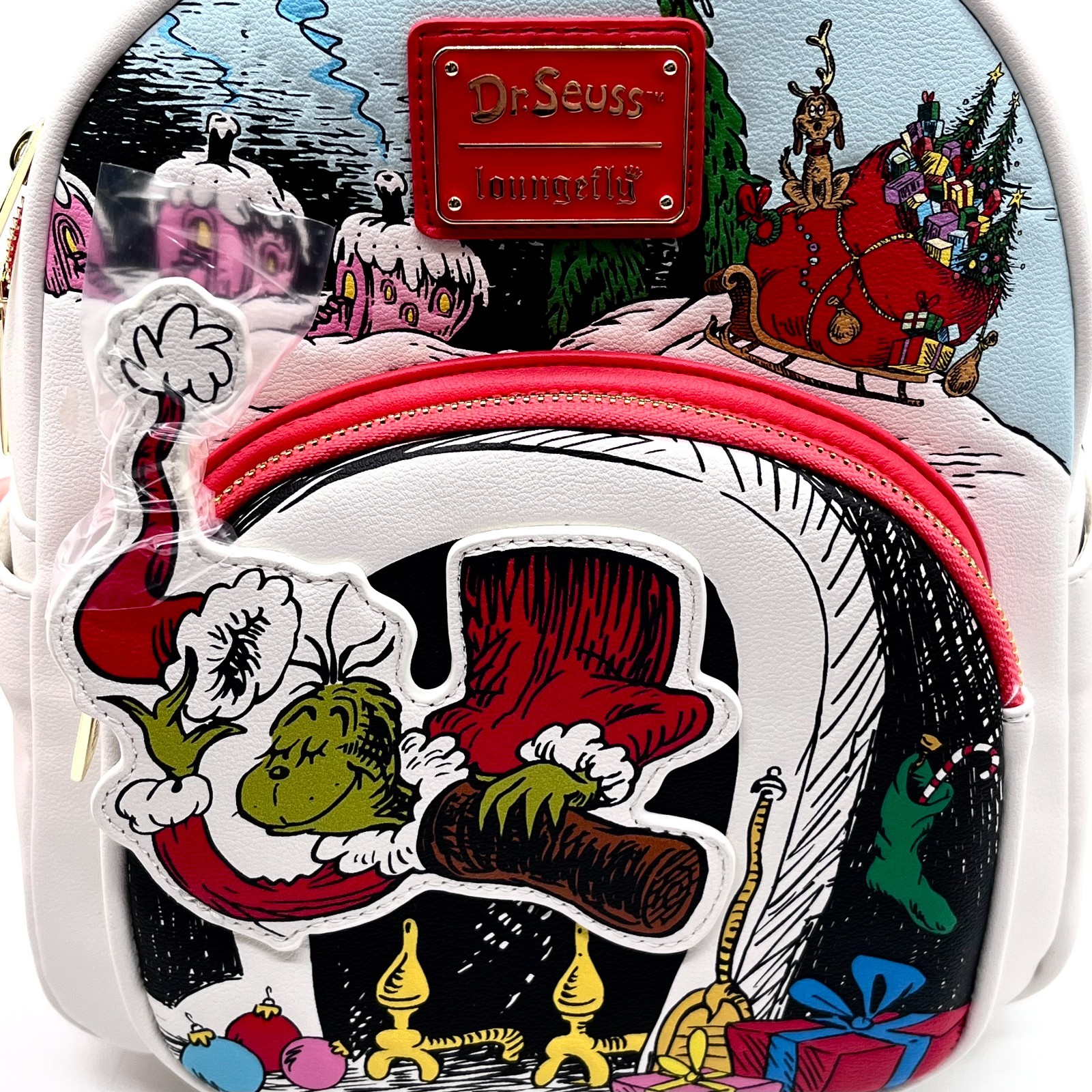 Lounge fly Dr. Seuss Multicolor The Grinch Christmas Mini Backpack with Charm