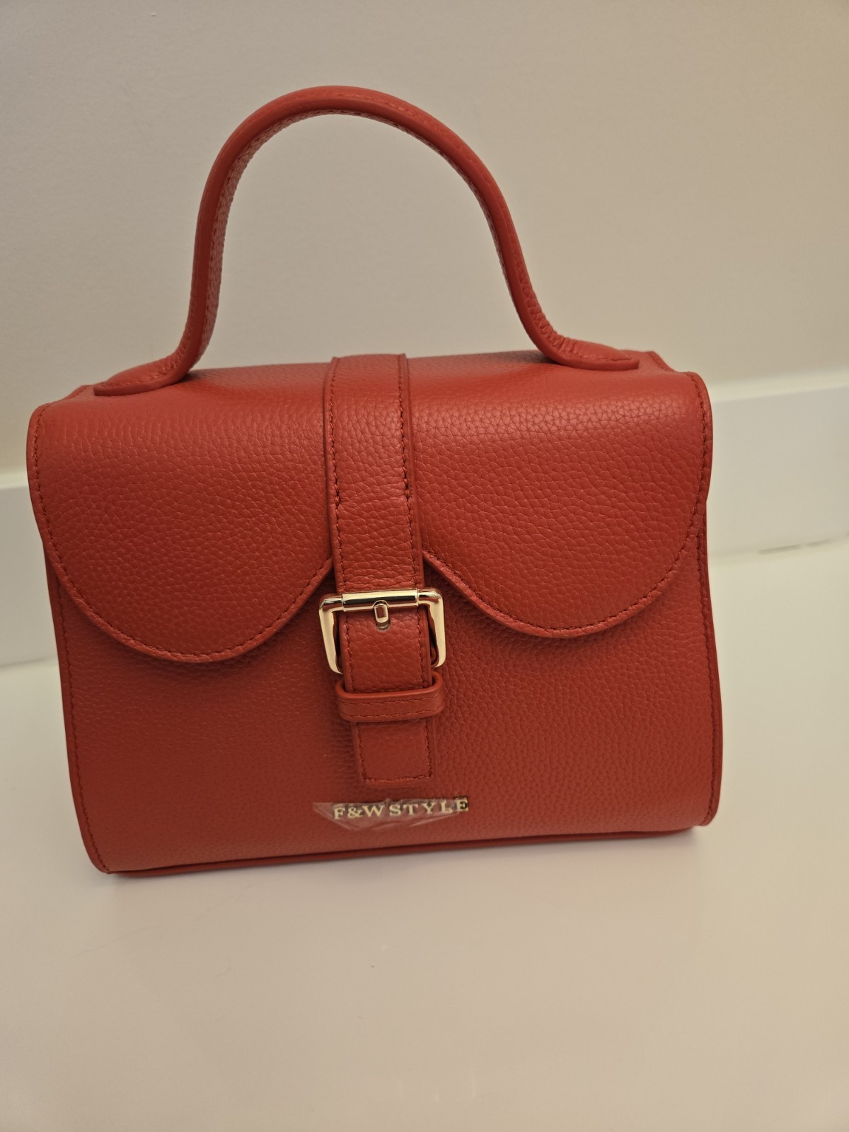 F&W Style Red MINI Miranda Pebble Leather Top Handle Crossbody Bag