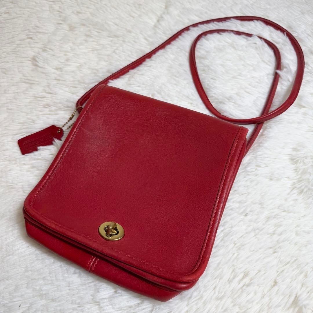 Coach 9620 Leather Shoulder Bag Turn Lock 21cm 19cm Vintage USA Rare Japan