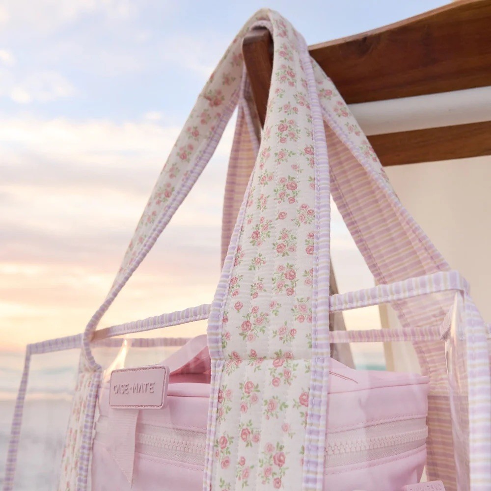 Case-Mate Jelly Tote Clear Ditsy Floral Quilted Beach Pool Cruise Office Bag NWT