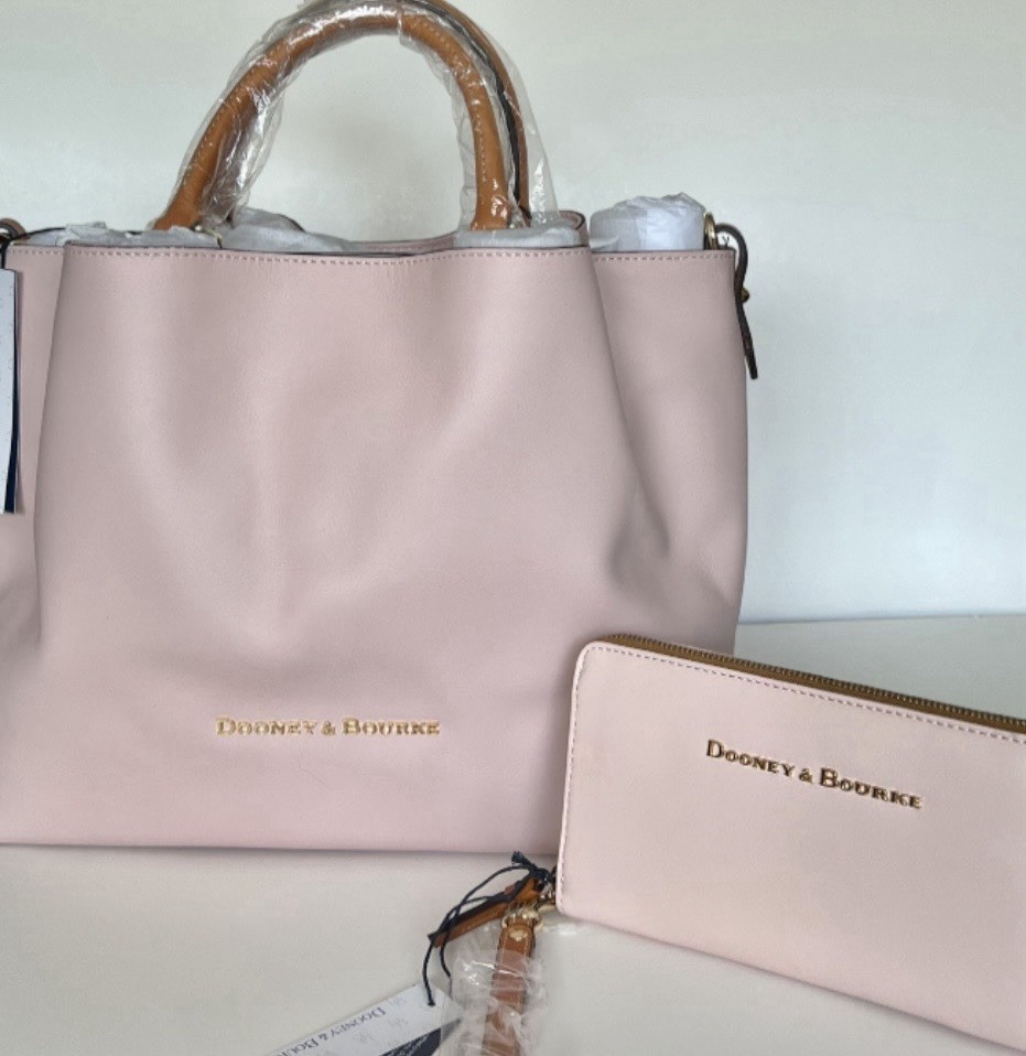2PC NWT Dooney & Bourke Large City Barlow In Blush & Large Zip Wallet