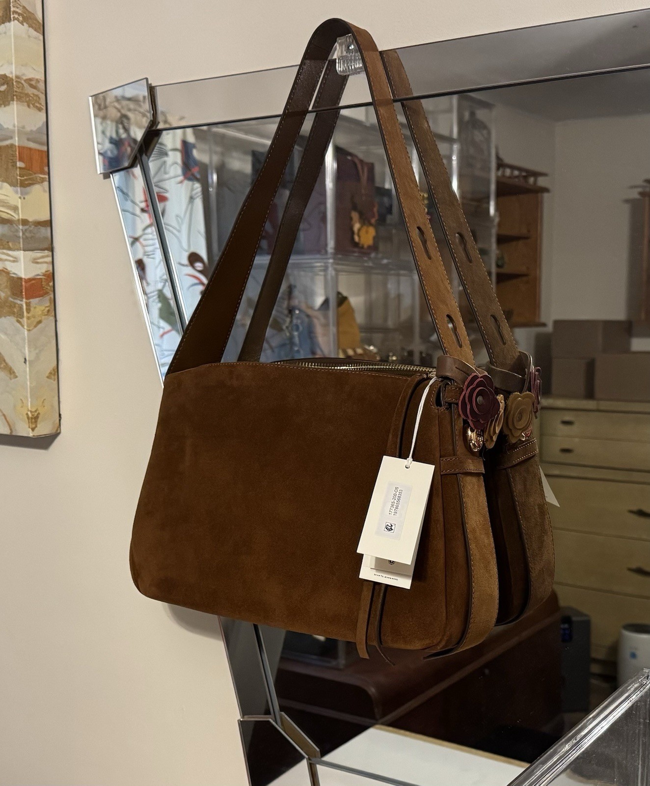 tory burch romy suede shoulder bag NEW