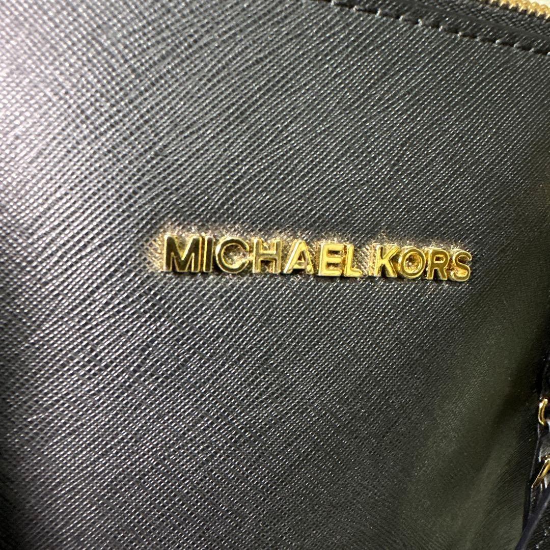 Michael Kors Saffiano Leather Black Tote Bag with Gold Charm Authentic