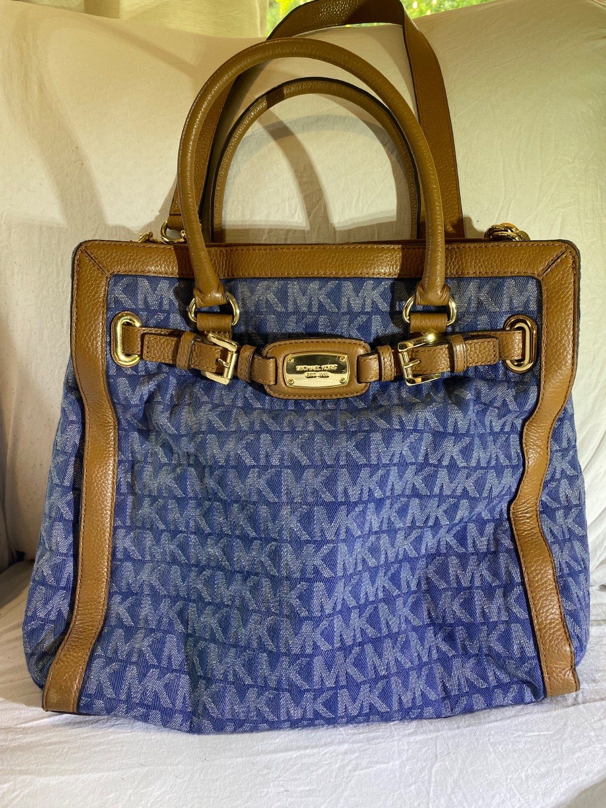 Michael Kors Large Hamilton Frame Out Tote in Denim