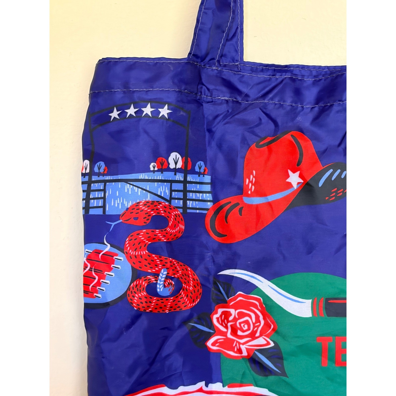 Starbucks Discovery Series TEXAS Blue Reusable Nylon Tote Bag Cowboy Graphics