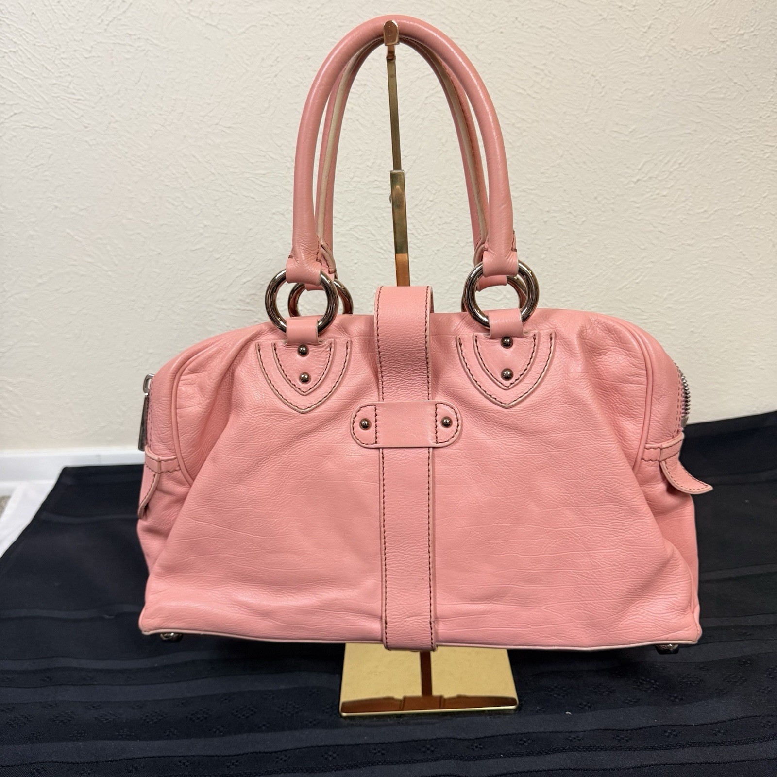 Marc Jacobs Venetia Satchel Bag Calf Leather Petunia Quartz Rose Pink Italy Made