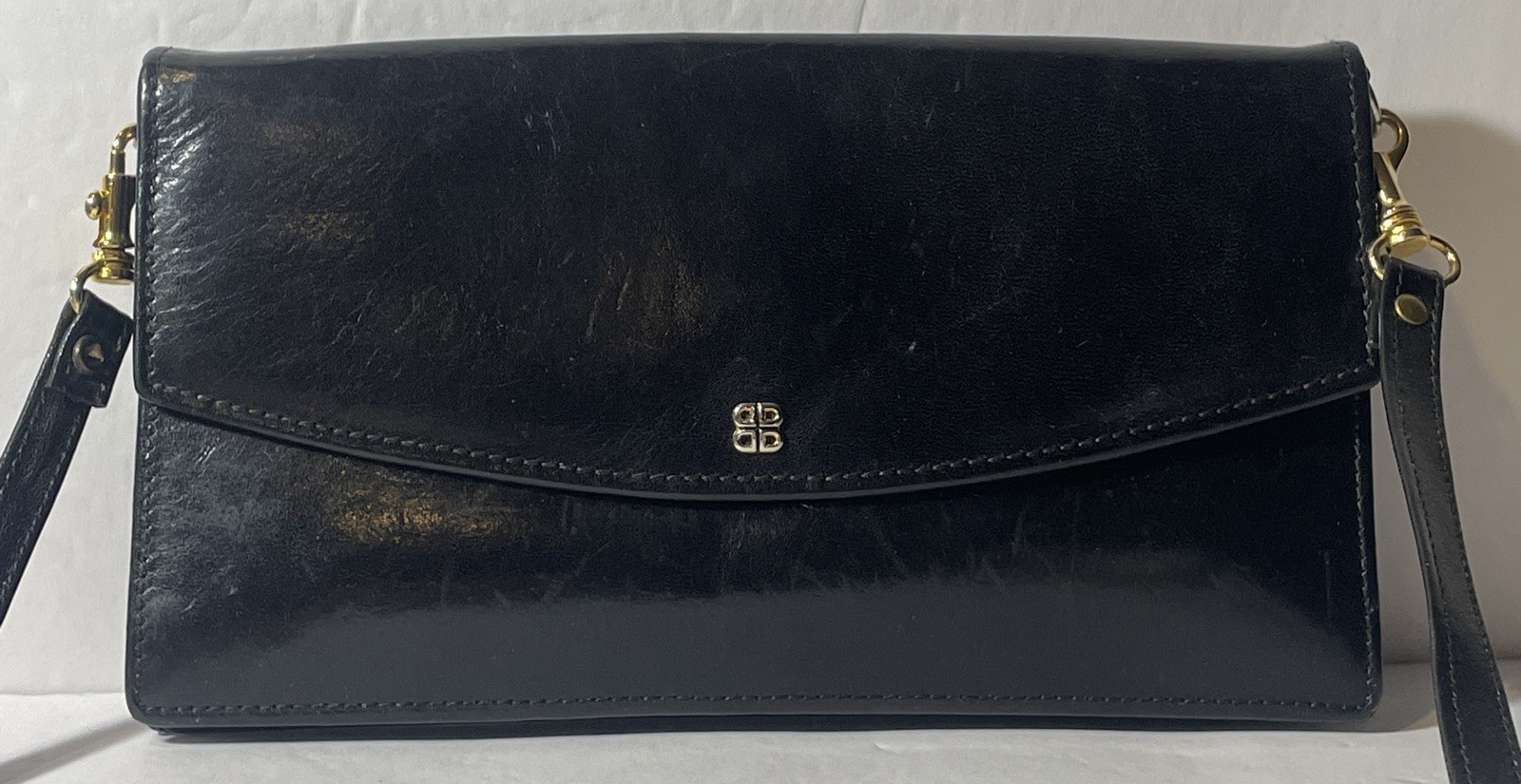 Vintage Bosca Leather Crossbody Leather Bag Black 7.75 X 4.25”