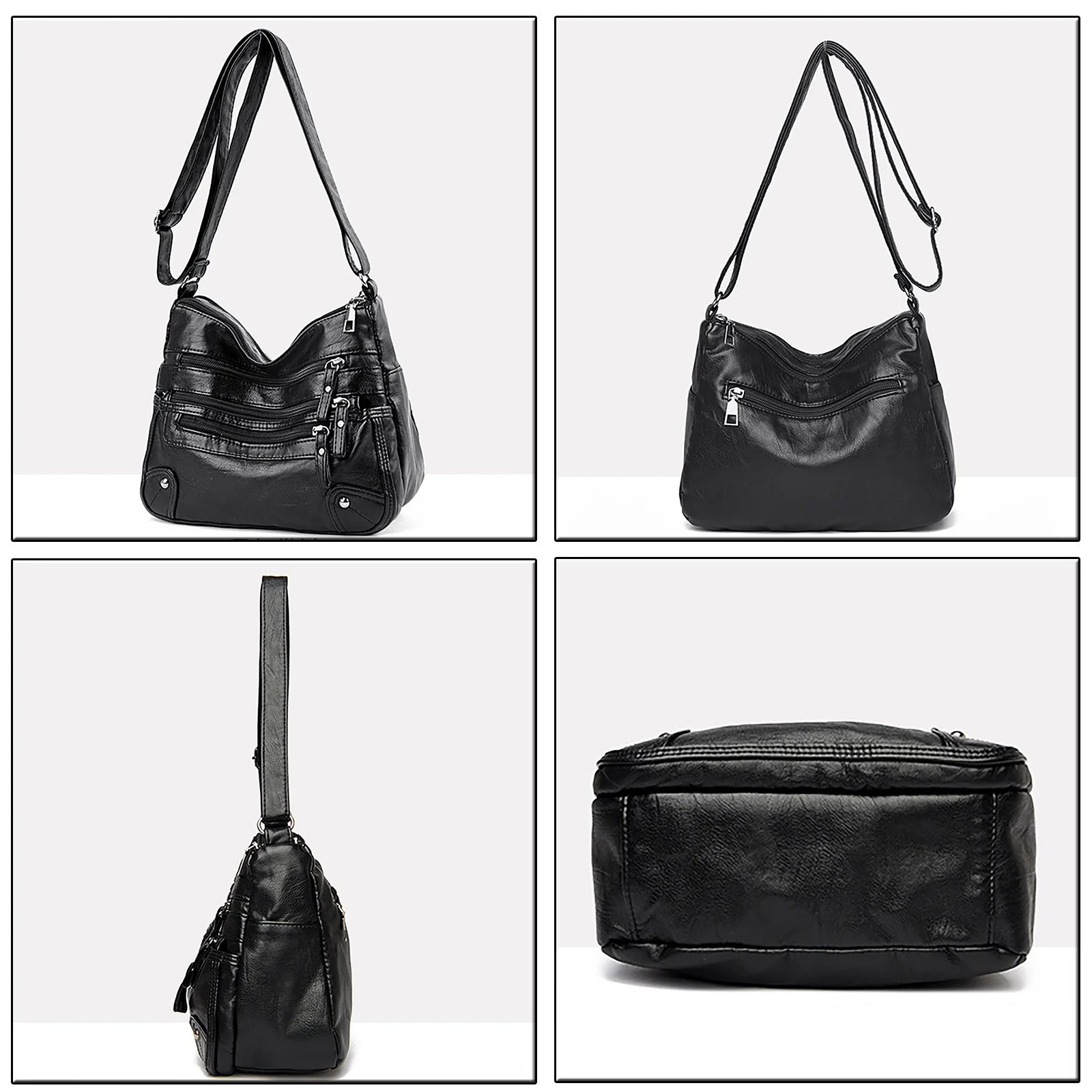 Purse for Women Soft PU Leather Multi Pockets Crossbody Shoulder Bag Lightweight