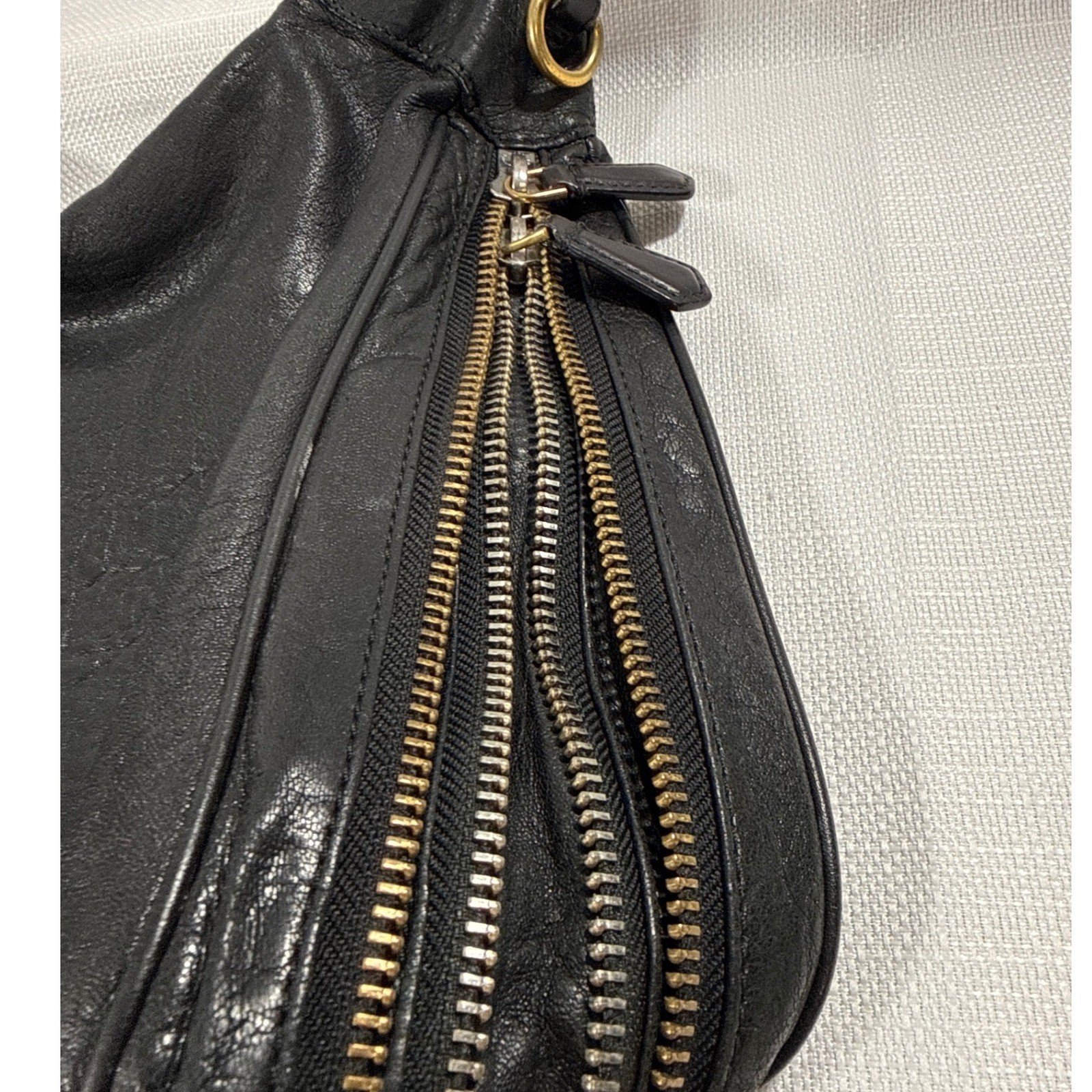 Marc by Marc Jacobs Black Leather Hobo Shoulder Bag Gold Hardware Slouchy