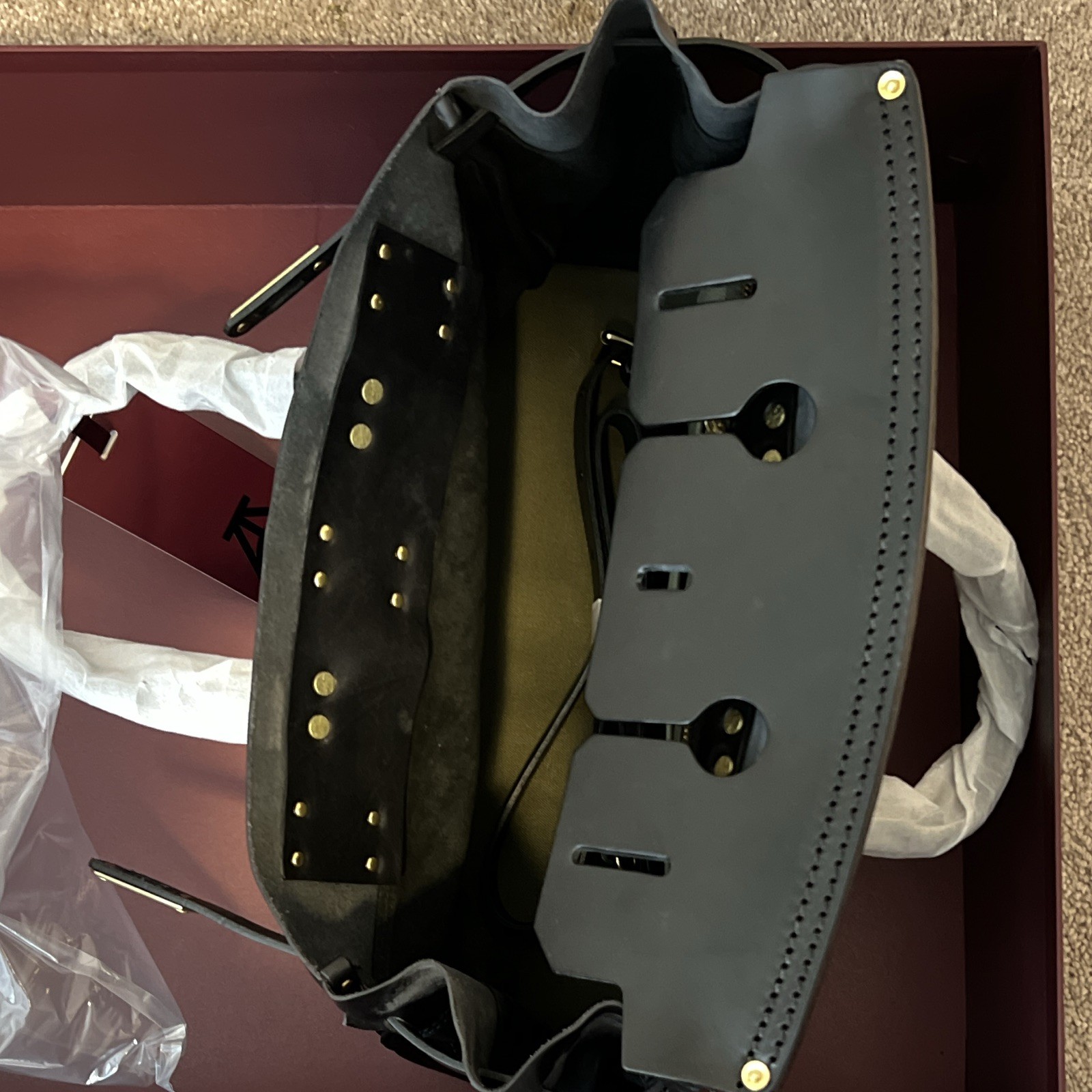 ATORIE Black Satchel Top Handle w/ Detachable Strap Gold Hardware Dust Bag