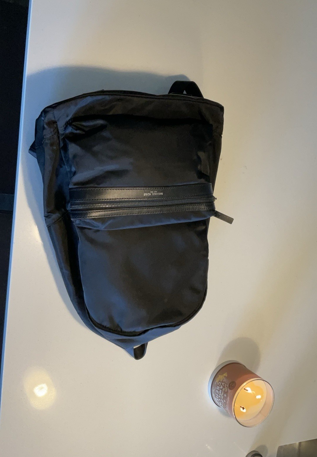 Michael Kors Black Backpack Front Zip Pocket, Silver Hardware, Adjustable Strap