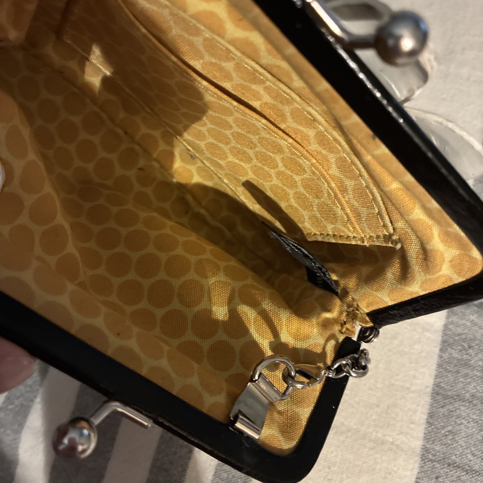 Brighton Black Patent And White Leather Kiss Lock Mini Purse. Nice!